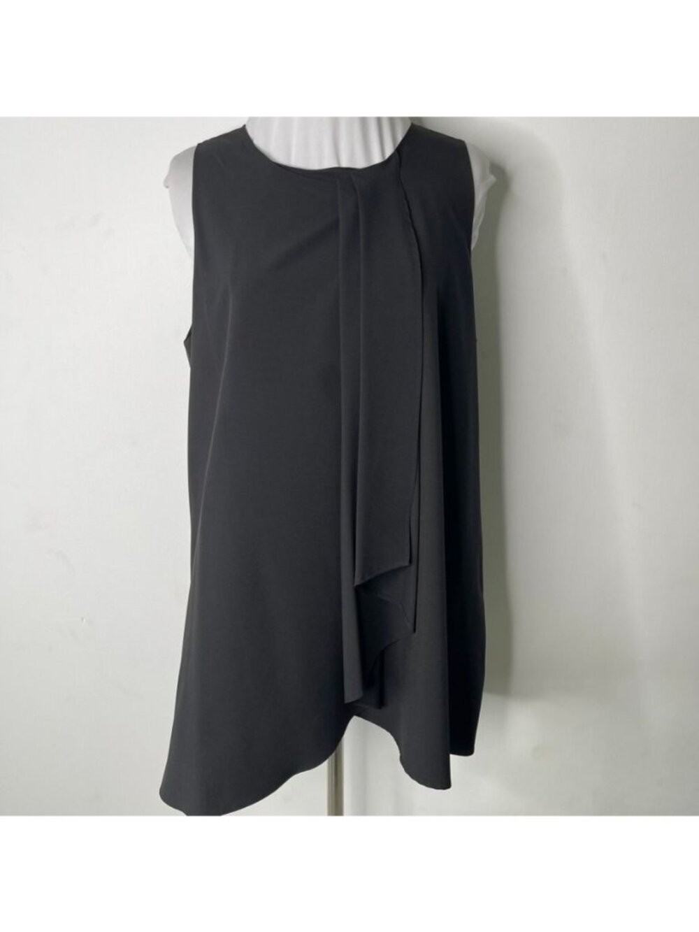 Barneys New York Sleeveless Draped Top Size M Black Blouse Flawed Asymmetrical